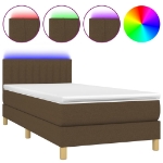 Letto a Molle Materasso e LED Marrone Scuro 100x200 cm Tessuto