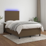 Letto a Molle Materasso e LED Marrone Scuro 120x200 cm Tessuto