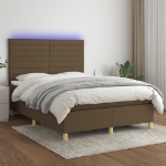 Letto a Molle Materasso e LED Marrone Scuro 140x200 cm Tessuto