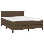 Letto a Molle Materasso e LED Marrone Scuro 140x200 cm Tessuto