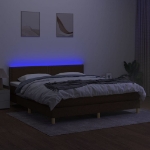 Letto a Molle Materasso e LED Marrone Scuro 160x200 cm Tessuto