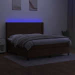 Letto a Molle Materasso e LED Marrone Scuro 160x200 cm Tessuto