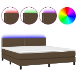 Letto a Molle Materasso e LED Marrone Scuro 160x200 cm Tessuto