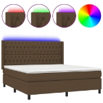 Letto a Molle Materasso e LED Marrone Scuro 160x200 cm Tessuto