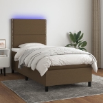 Letto a Molle Materasso e LED Marrone Scuro 80x200cm in Tessuto