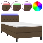 Letto a Molle Materasso e LED Marrone Scuro 80x200cm in Tessuto