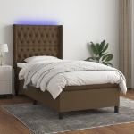 Letto a Molle Materasso e LED Marrone Scuro 80x200cm in Tessuto