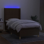 Letto a Molle Materasso e LED Marrone Scuro 80x200cm in Tessuto