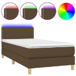 Letto a Molle Materasso e LED Marrone Scuro 80x200cm in Tessuto