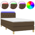 Letto a Molle Materasso e LED Marrone Scuro 80x200cm in Tessuto