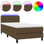 Letto a Molle Materasso e LED Marrone Scuro 90x190cm in Tessuto