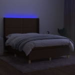 Letto a Molle Materasso e LED MarroneScuro 140x190cm in Tessuto