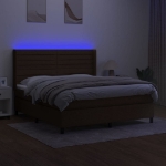 Letto a Molle Materasso e LED MarroneScuro 180x200cm in Tessuto