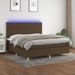 Letto a Molle Materasso e LED MarroneScuro 180x200cm in Tessuto