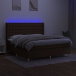 Letto a Molle Materasso e LED MarroneScuro 180x200cm in Tessuto