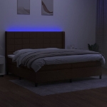 Letto a Molle Materasso e LED Marronescuro 200x200cm in Tessuto