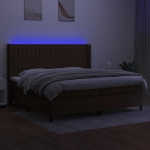 Letto a Molle Materasso e LED Marronescuro 200x200cm in Tessuto