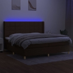 Letto a Molle Materasso e LED Marronescuro 200x200cm in Tessuto