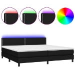 Letto a Molle Materasso e LED Nero 200x200cm in Tessuto