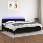 Letto a Molle Materasso e LED Nero 200x200cm in Tessuto