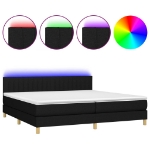 Letto a Molle Materasso e LED Nero 200x200cm in Tessuto