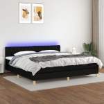 Letto a Molle Materasso e LED Nero 200x200cm in Tessuto