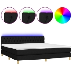 Letto a Molle Materasso e LED Nero 200x200cm in Tessuto