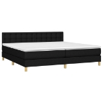 Letto a Molle Materasso e LED Nero 200x200cm in Tessuto