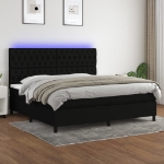 Letto a Molle Materasso e LED Nero 200x200cm in Tessuto