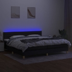 Letto a Molle Materasso e LED Nero 200x200cm in Tessuto