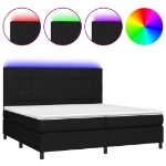 Letto a Molle Materasso e LED Nero 200x200cm in Tessuto