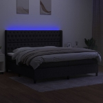 Letto a Molle Materasso e LED Nero 200x200cm in Tessuto