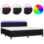 Letto a Molle Materasso e LED Nero 200x200cm in Tessuto