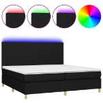 Letto a Molle Materasso e LED Nero 200x200cm in Tessuto