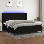 Letto a Molle Materasso e LED Nero 200x200cm in Tessuto