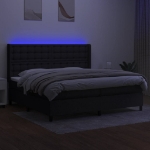 Letto a Molle Materasso e LED Nero 200x200cm in Tessuto