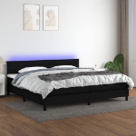 Letto a Molle Materasso e LED Nero 200x200cm in Tessuto