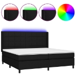 Letto a Molle Materasso e LED Nero 200x200cm in Tessuto