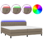 Letto a Molle Materasso e LED tortora 200x200cm in Tessuto