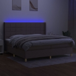 Letto a Molle Materasso e LED tortora 200x200cm in Tessuto