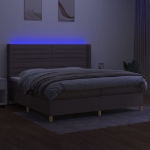 Letto a Molle Materasso e LED tortora 200x200cm in Tessuto