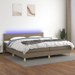 Letto a Molle Materasso e LED tortora 200x200cm in Tessuto