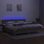 Letto a Molle Materasso e LED tortora 200x200cm in Tessuto