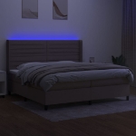 Letto a Molle Materasso e LED tortora 200x200cm in Tessuto