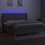 Letto a Molle Materasso e LED tortora 200x200cm in Tessuto