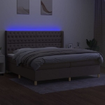 Letto a Molle Materasso e LED tortora 200x200cm in Tessuto