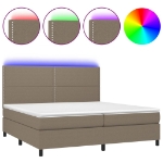 Letto a Molle Materasso e LED tortora 200x200cm in Tessuto