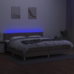 Letto a Molle Materasso e LED tortora 200x200cm in Tessuto