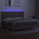 Letto a Molle Materasso e LED tortora 200x200cm in Tessuto