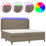 Letto a Molle Materasso e LED tortora 200x200cm in Tessuto